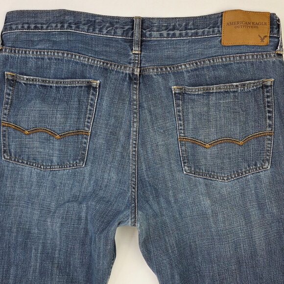 American Eagle Outfitters Original Straight Mens 36X34 Blue Cotton Denim Jeans - Picture 11 of 11